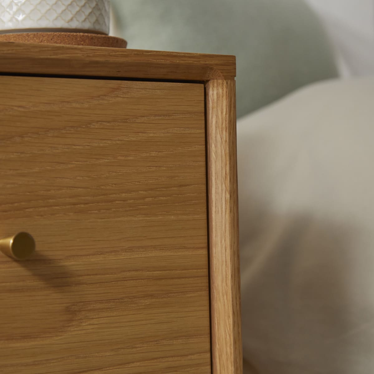 Wright Narrow Oak Bedside Table | Luxury Home Accessories | Heulog Glow
