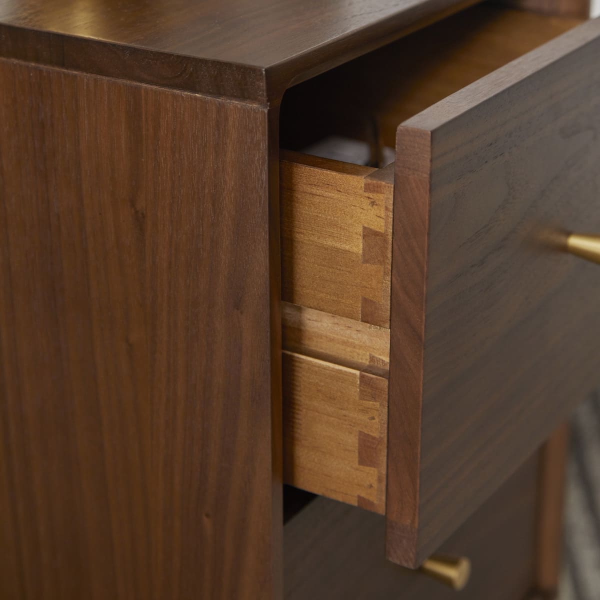 Wright Narrow Walnut Bedside Table | Luxury Home Accessories | Heulog Glow