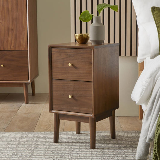 Wright Narrow Walnut Bedside Table | Luxury Home Accessories | Heulog Glow
