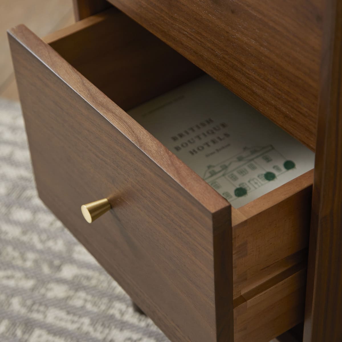 Wright Narrow Walnut Bedside Table | Luxury Home Accessories | Heulog Glow