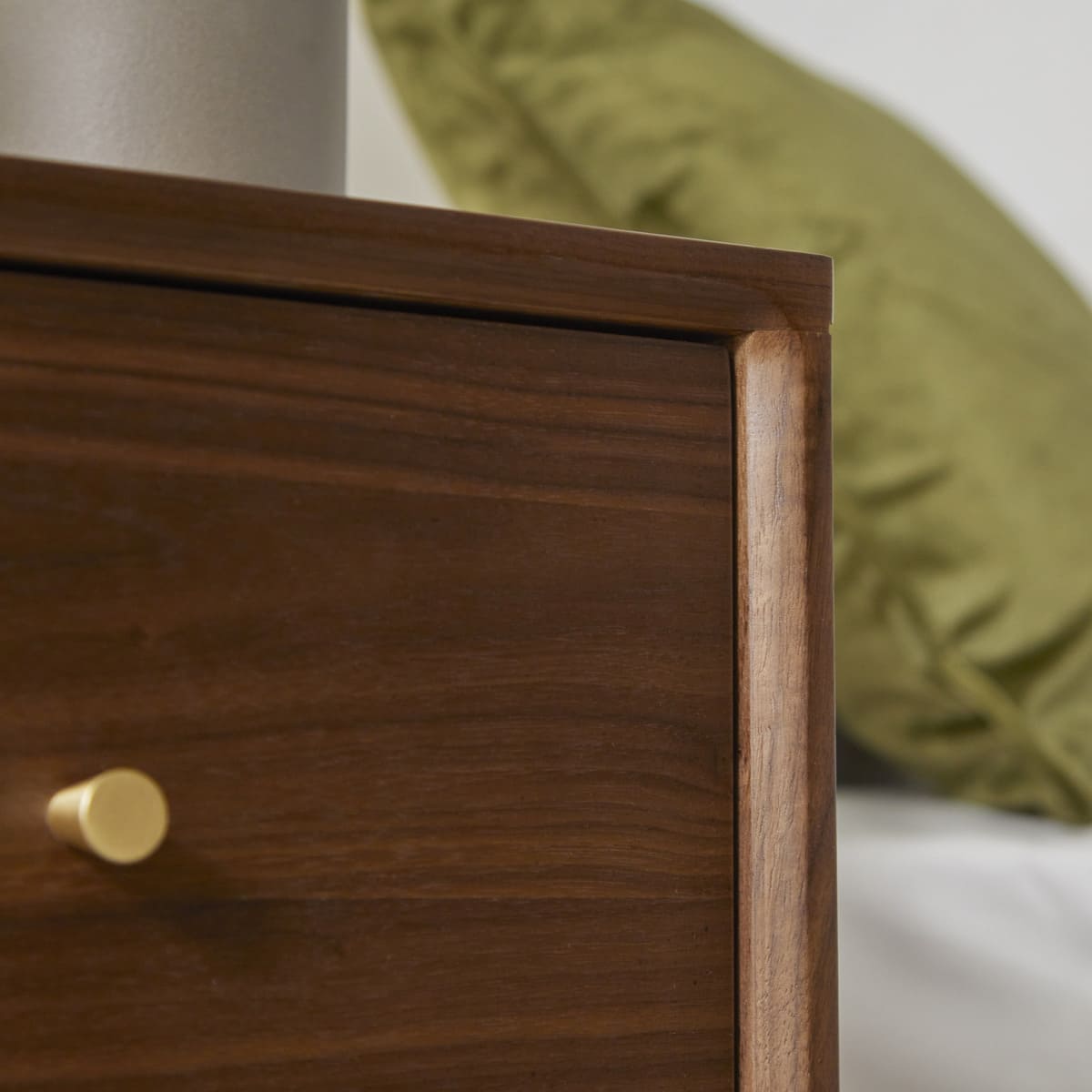 Wright Narrow Walnut Bedside Table | Luxury Home Accessories | Heulog Glow