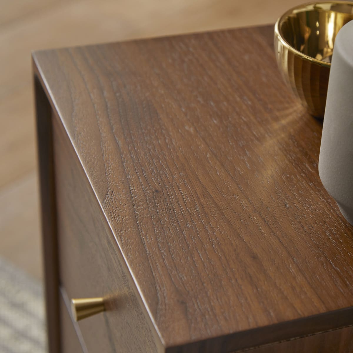 Wright Narrow Walnut Bedside Table | Luxury Home Accessories | Heulog Glow