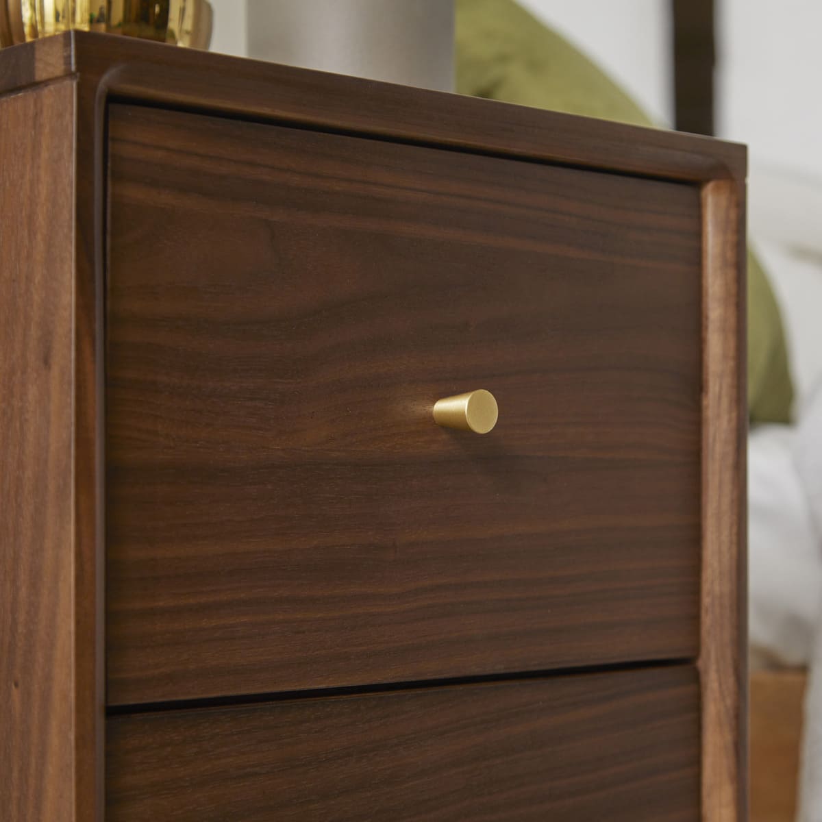 Wright Narrow Walnut Bedside Table | Luxury Home Accessories | Heulog Glow