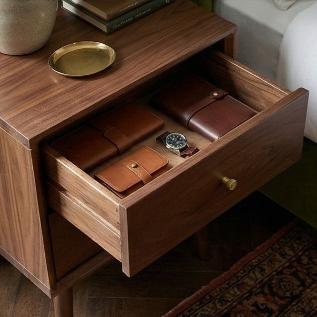 Wright Walnut Bedside Table | Luxury Home Accessories | Heulog Glow