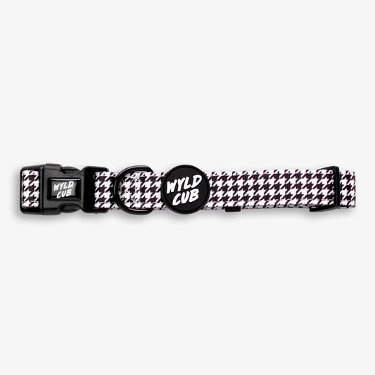 Wyld Cub - Adjustable Dog Collar: Knightsbridge Houndstooth | Luxury Home Accessories | Heulog Glow