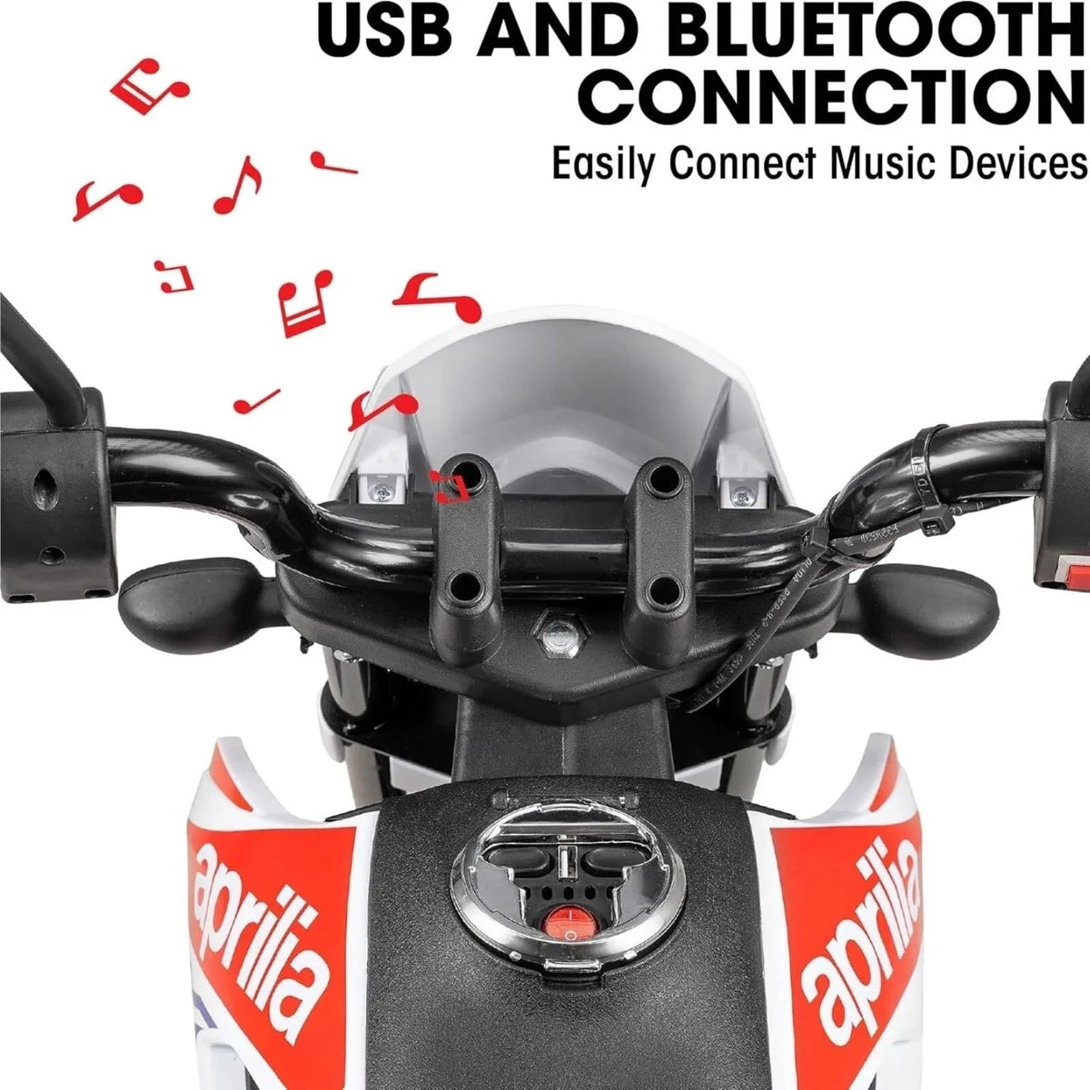 Xootz Aprilia 12V Electric Motorbike Ride On with Lithium Battery - White | Luxury Home Accessories | Heulog Glow