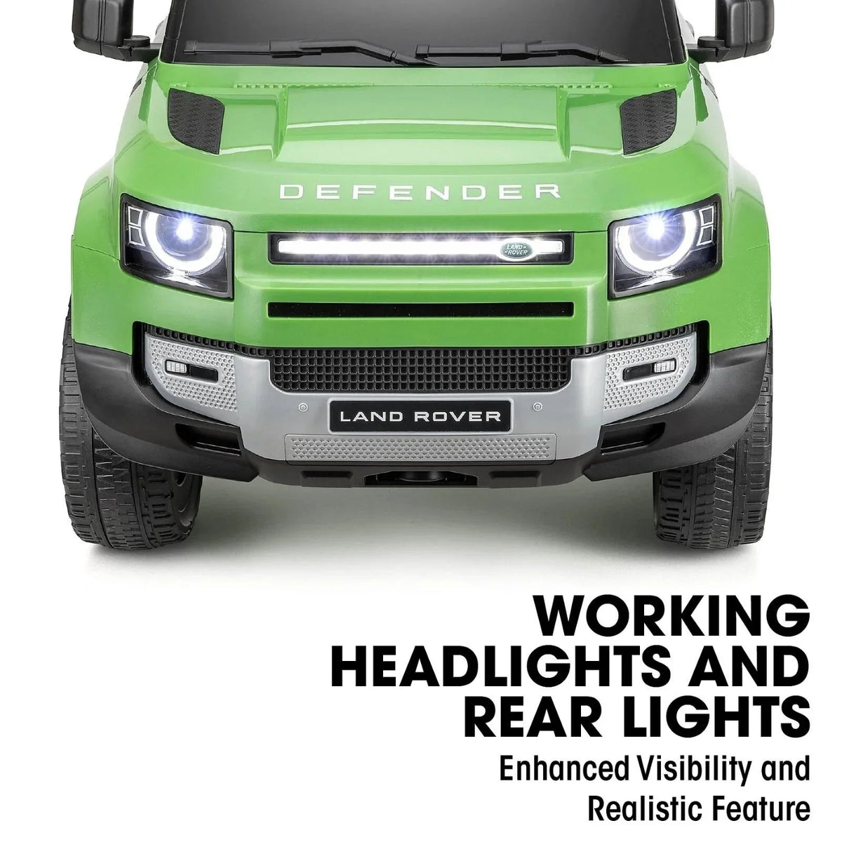 Xootz Land Rover Defender 12V Electric Ride On with Lithium Battery - Green | Luxury Home Accessories | Heulog Glow