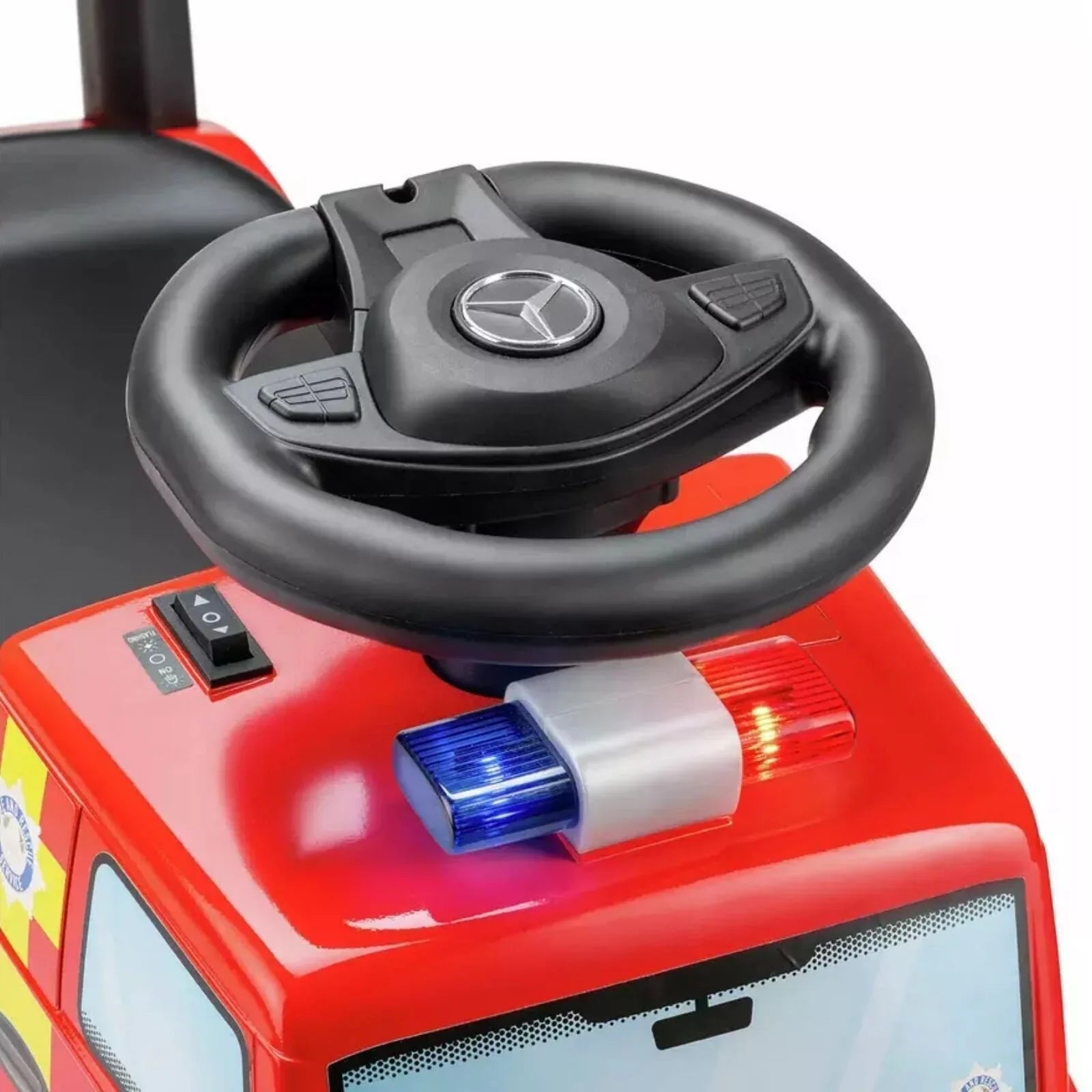 Xootz Mercedes-Benz Fire Engine Foot-to-Floor Ride On - Red | Luxury Home Accessories | Heulog Glow