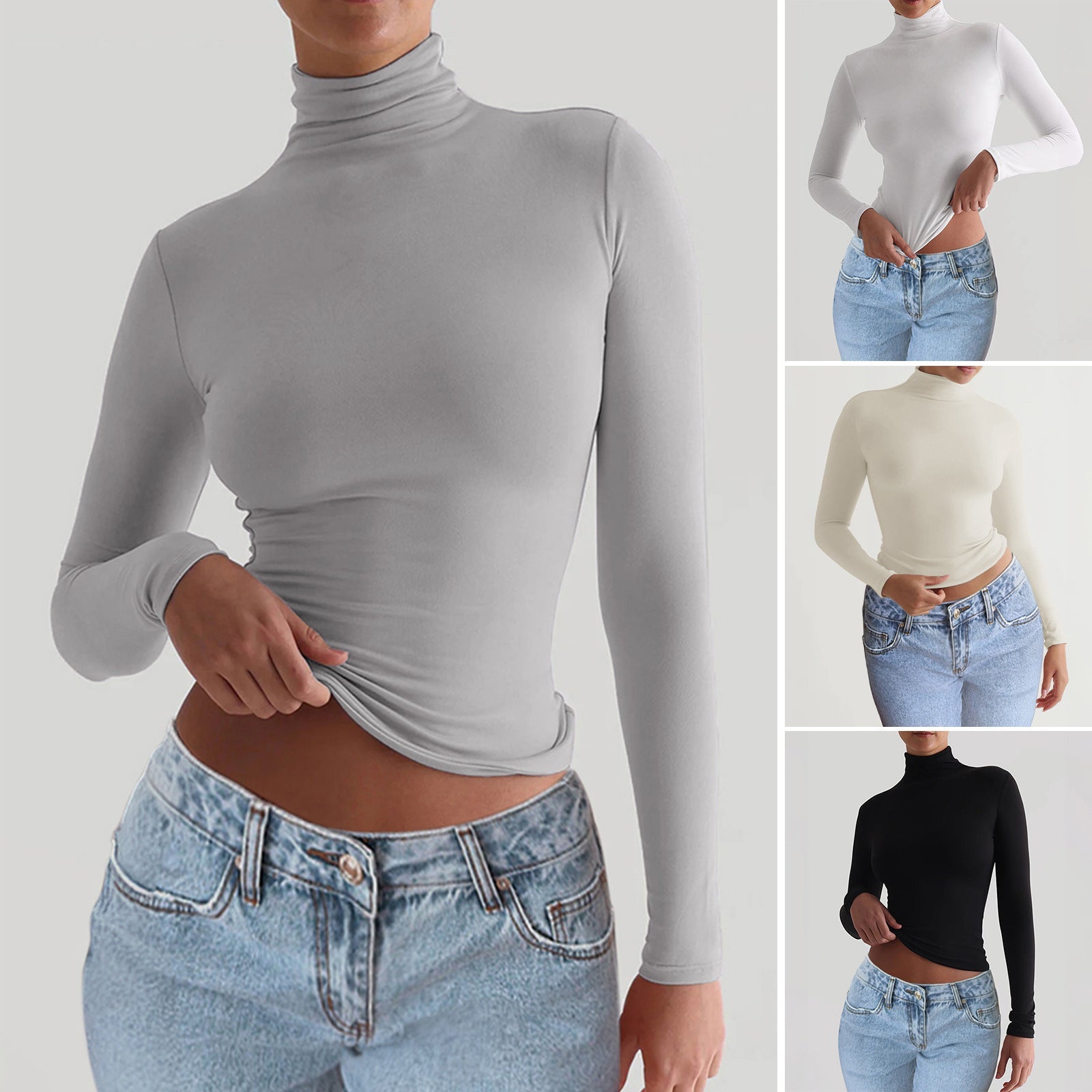 Y2K Slim Turtleneck T-shirt Fashion Casual Long-sleeved Pullover Tight Top Women's Clothing | Luxury Home Accessories | Heulog Glow