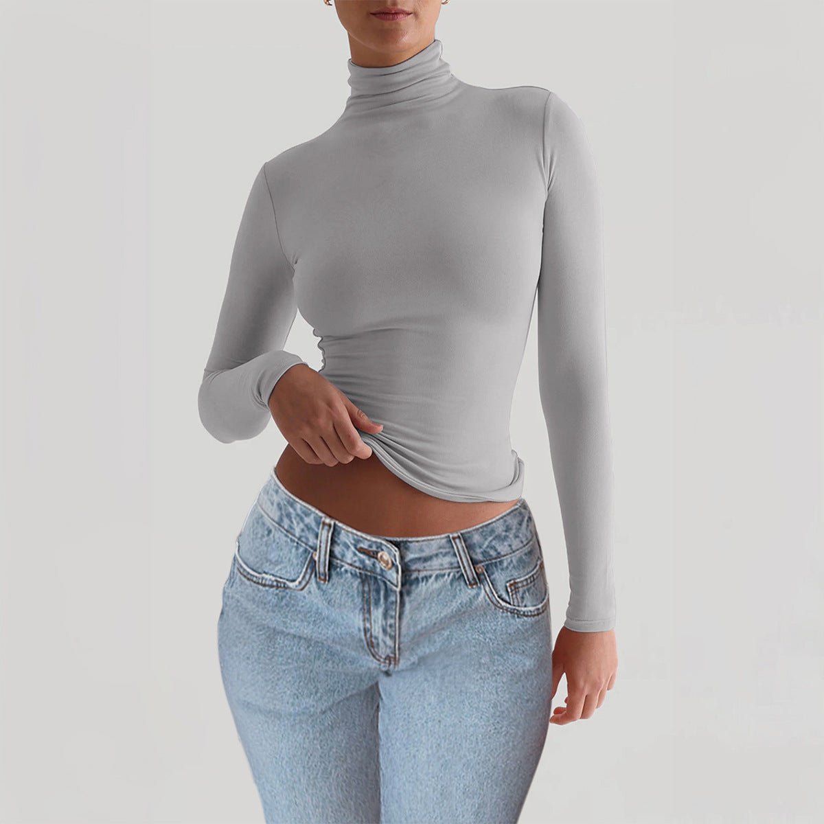 Y2K Slim Turtleneck T-shirt Fashion Casual Long-sleeved Pullover Tight Top Women's Clothing | Luxury Home Accessories | Heulog Glow