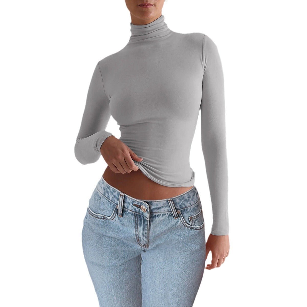 Y2K Slim Turtleneck T-shirt Fashion Casual Long-sleeved Pullover Tight Top Women's Clothing | Luxury Home Accessories | Heulog Glow