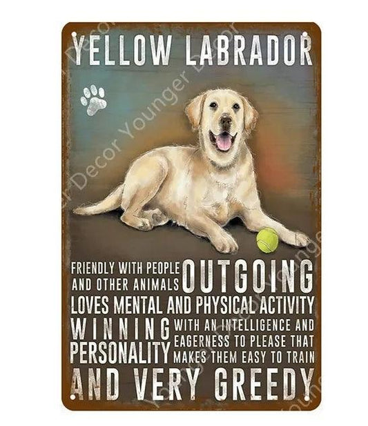 Yellow Labrador Dog Tin Sign | Luxury Home Accessories | Heulog Glow