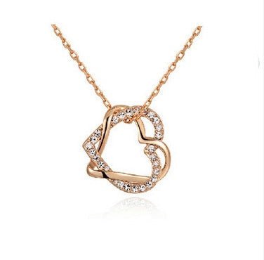 Yiwu Fashion Jewelry Factory Jewelry Customized Double Diamond Heart Necklace Earring Set | Luxury Home Accessories | Heulog Glow