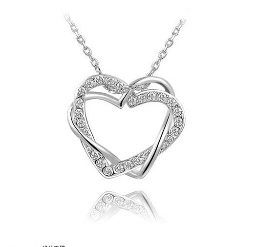 Yiwu Fashion Jewelry Factory Jewelry Customized Double Diamond Heart Necklace Earring Set | Luxury Home Accessories | Heulog Glow