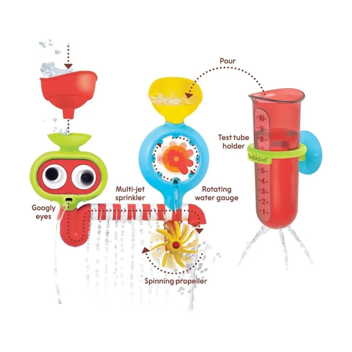Yookidoo Spin 'N' Sprinkle Water Lab Bath Toy | Luxury Home Accessories | Heulog Glow
