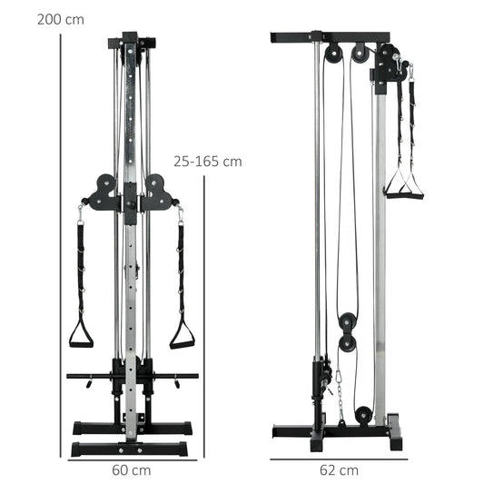 SPORTNOW Wall Mount Cable Machine, 15 Positions Adjustable Cable Crossover Machine Dual Pulley System for Home Gym