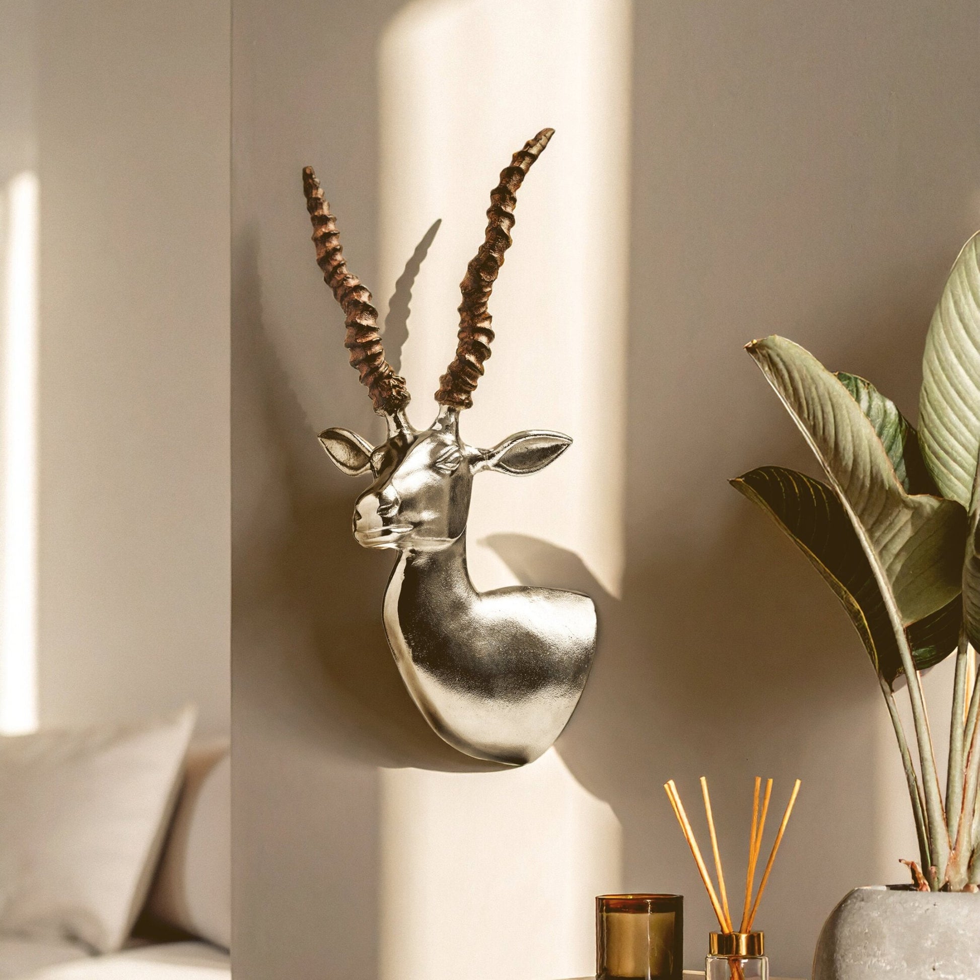 Zania Gazelle Wall Mounted Sculpture | Luxury Home Accessories | Heulog Glow