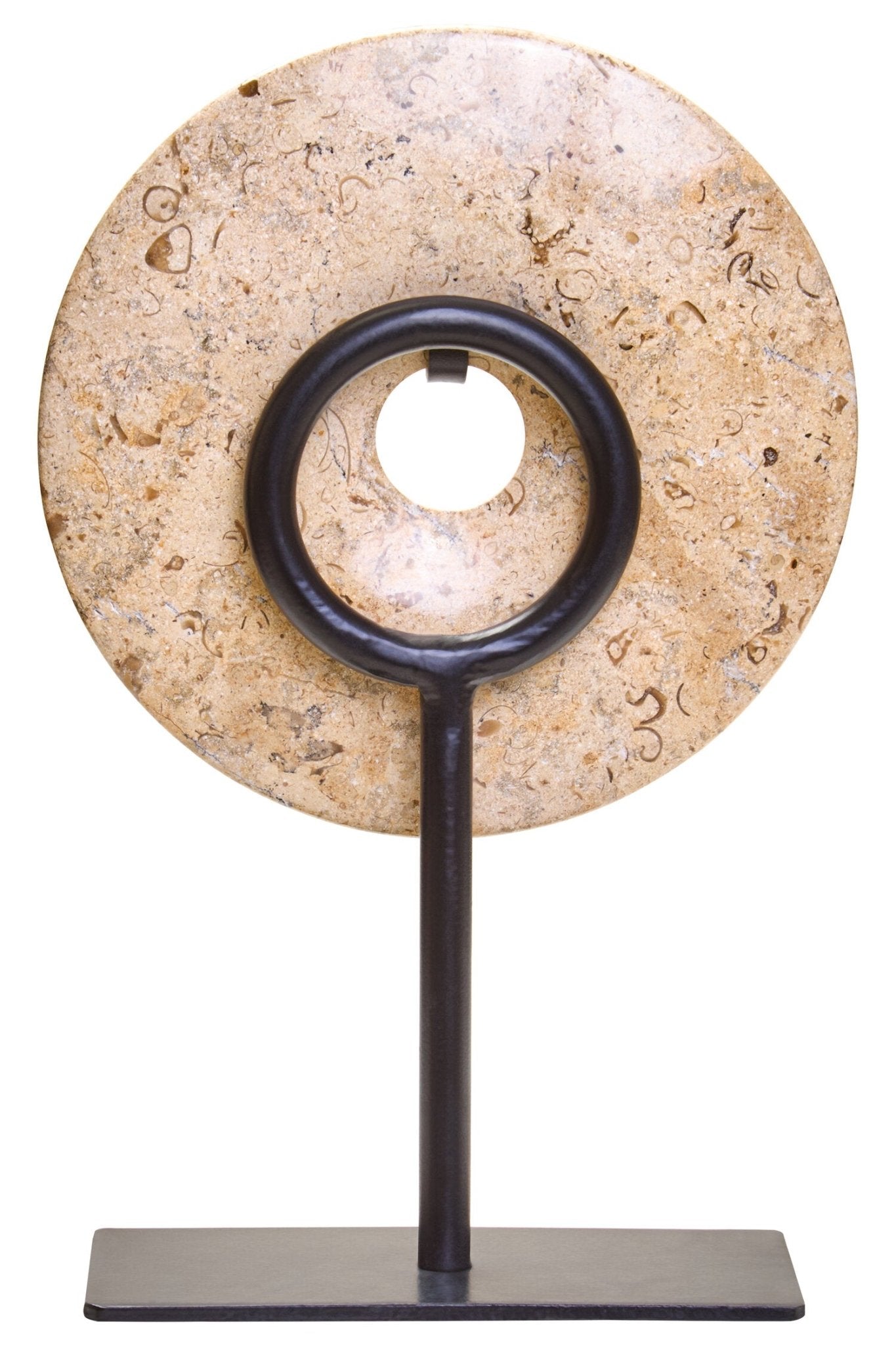 Zoro Extra Small Natural Speckled Marble Round Dia 15cm Disc Sculpture | Luxury Home Accessories | Heulog Glow