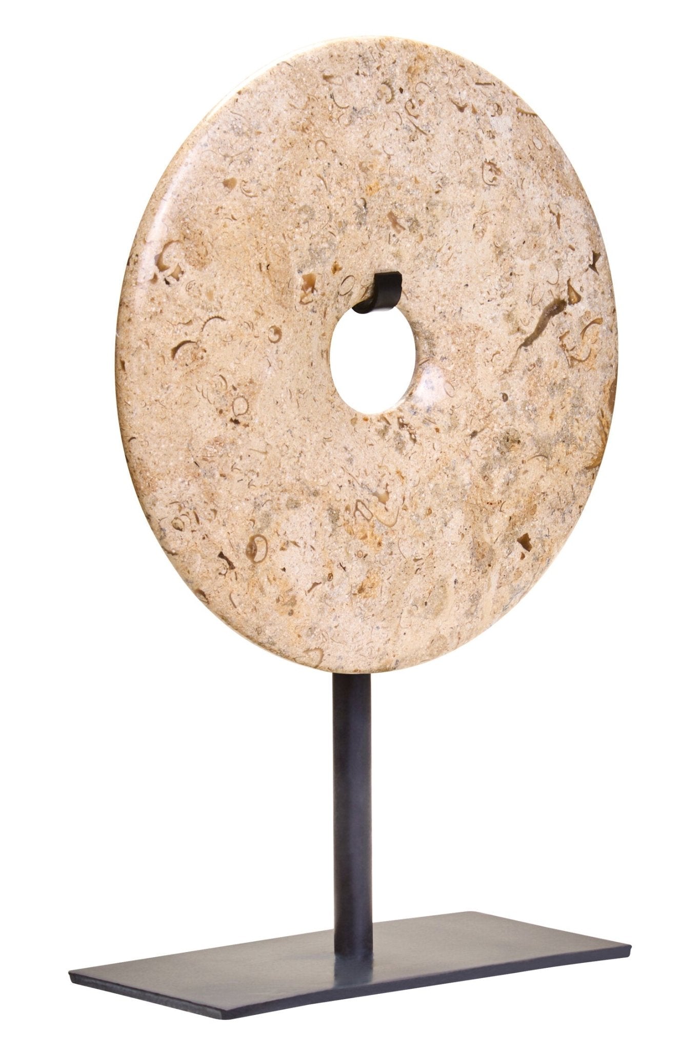 Zoro Extra Small Natural Speckled Marble Round Dia 15cm Disc Sculpture | Luxury Home Accessories | Heulog Glow