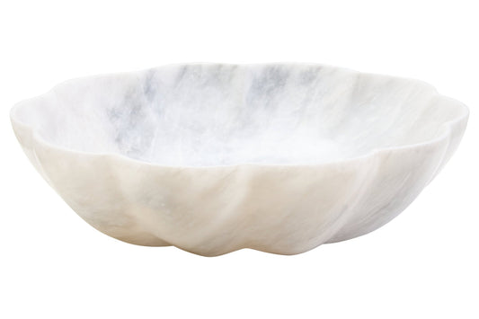 Zoro Large White Marble Scalloped Bowl | Luxury Home Accessories | Heulog Glow