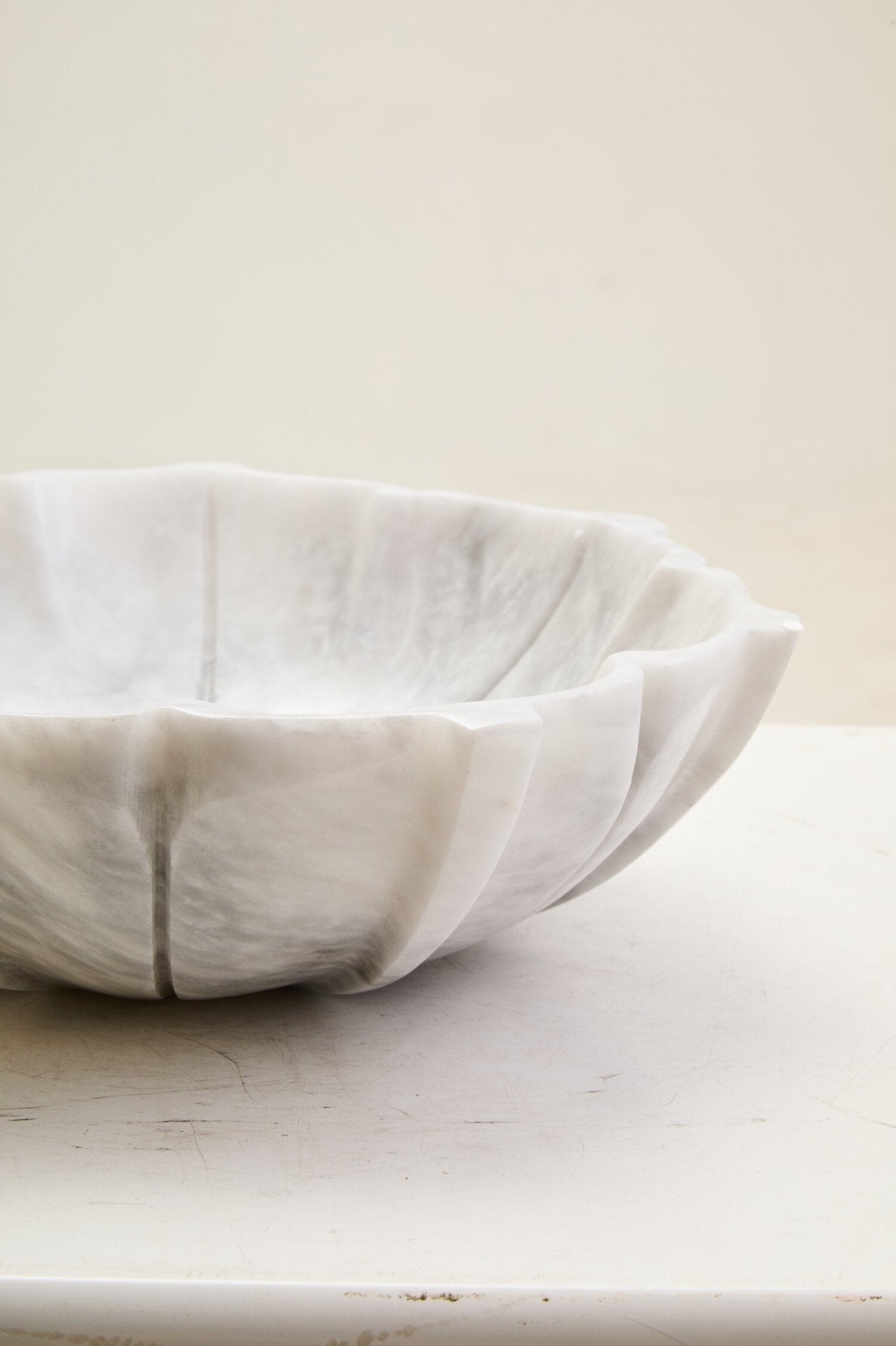 Zoro Medium White Marble Lotus Bowl | Luxury Home Accessories | Heulog Glow