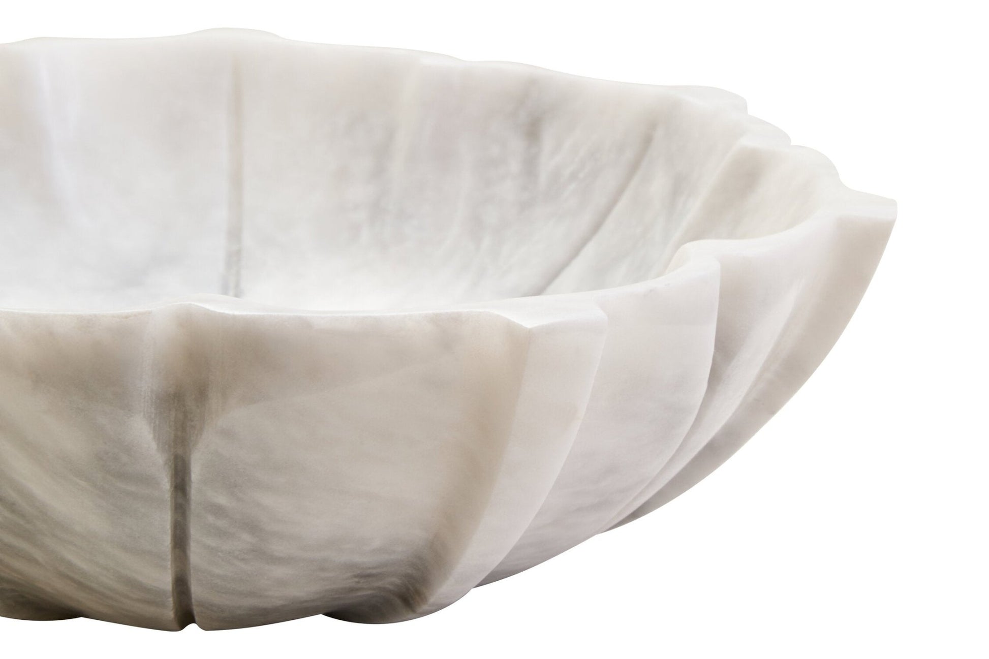 Zoro Medium White Marble Lotus Bowl | Luxury Home Accessories | Heulog Glow