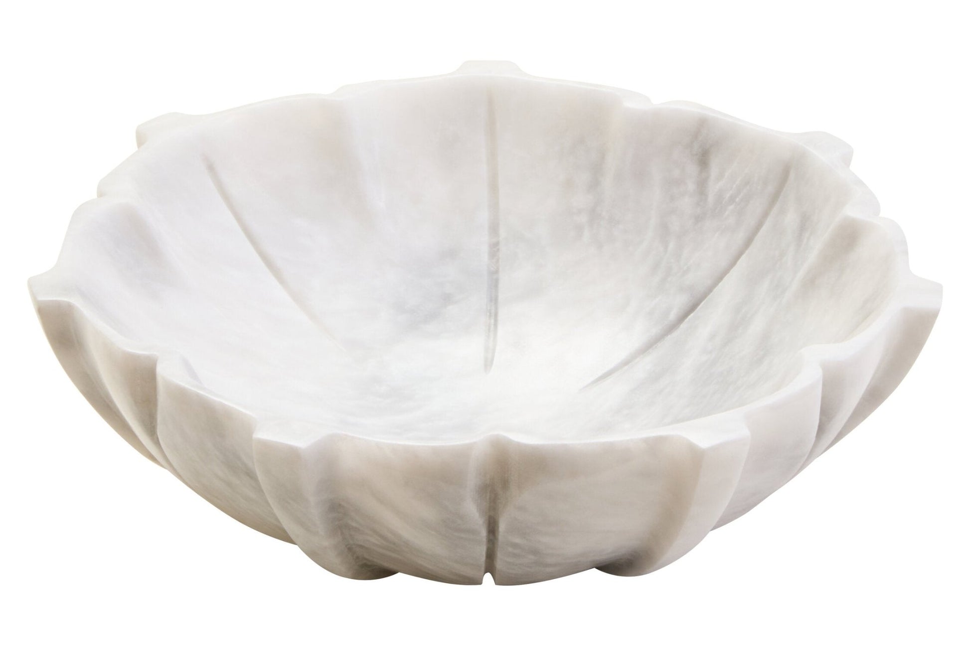 Zoro Medium White Marble Lotus Bowl | Luxury Home Accessories | Heulog Glow