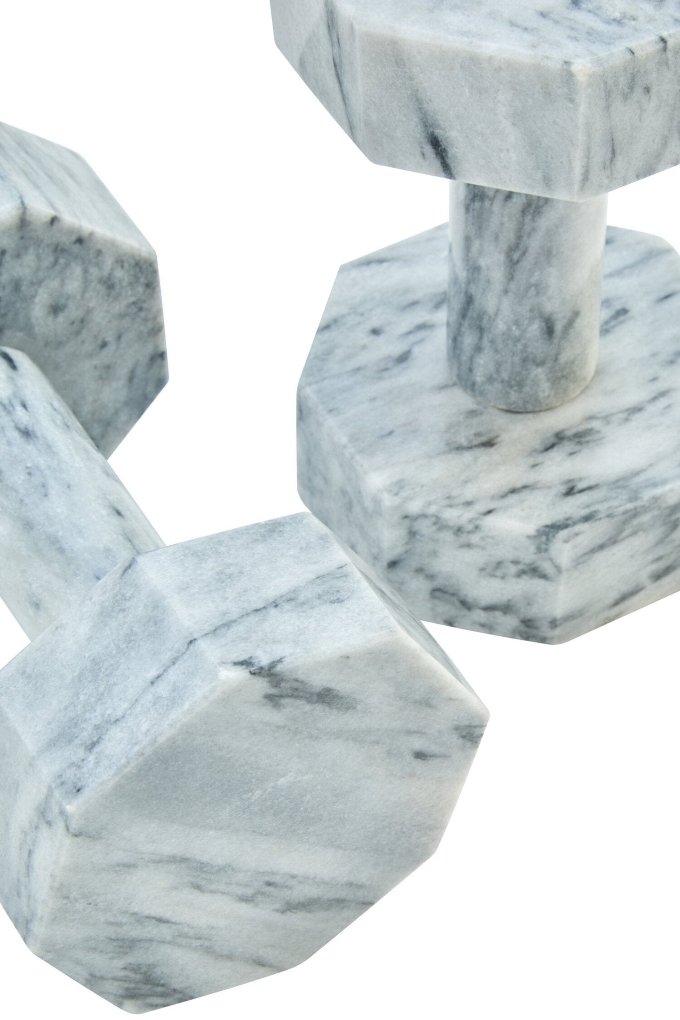 Zoro Set of Two Decorative Grey Marble Dumbbells | Luxury Home Accessories | Heulog Glow