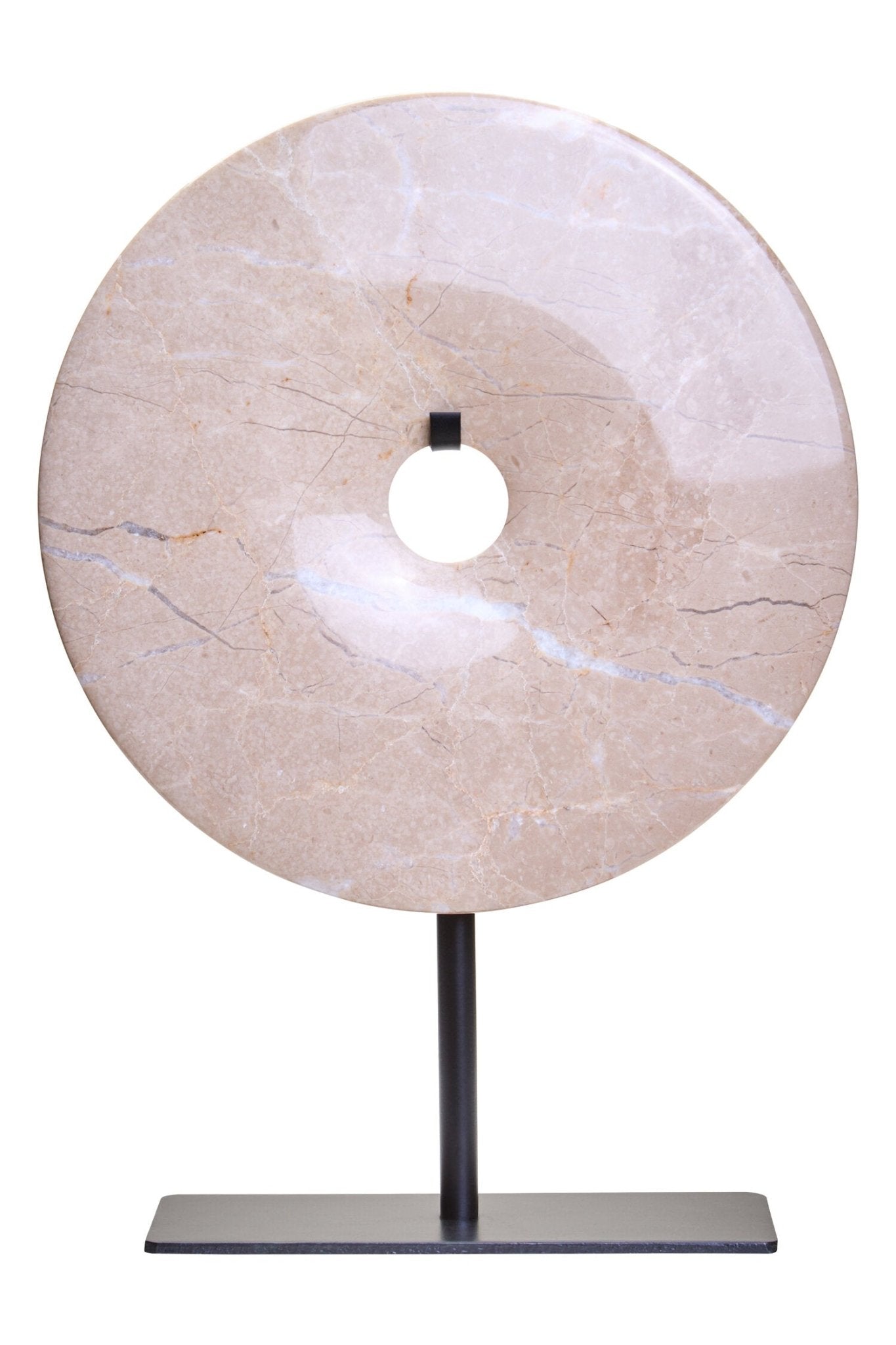 Zoro Small Cream Marble Round Dia 20cm Disc Sculpture | Luxury Home Accessories | Heulog Glow