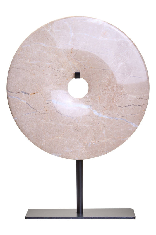 Zoro Small Cream Marble Round Dia 20cm Disc Sculpture | Luxury Home Accessories | Heulog Glow