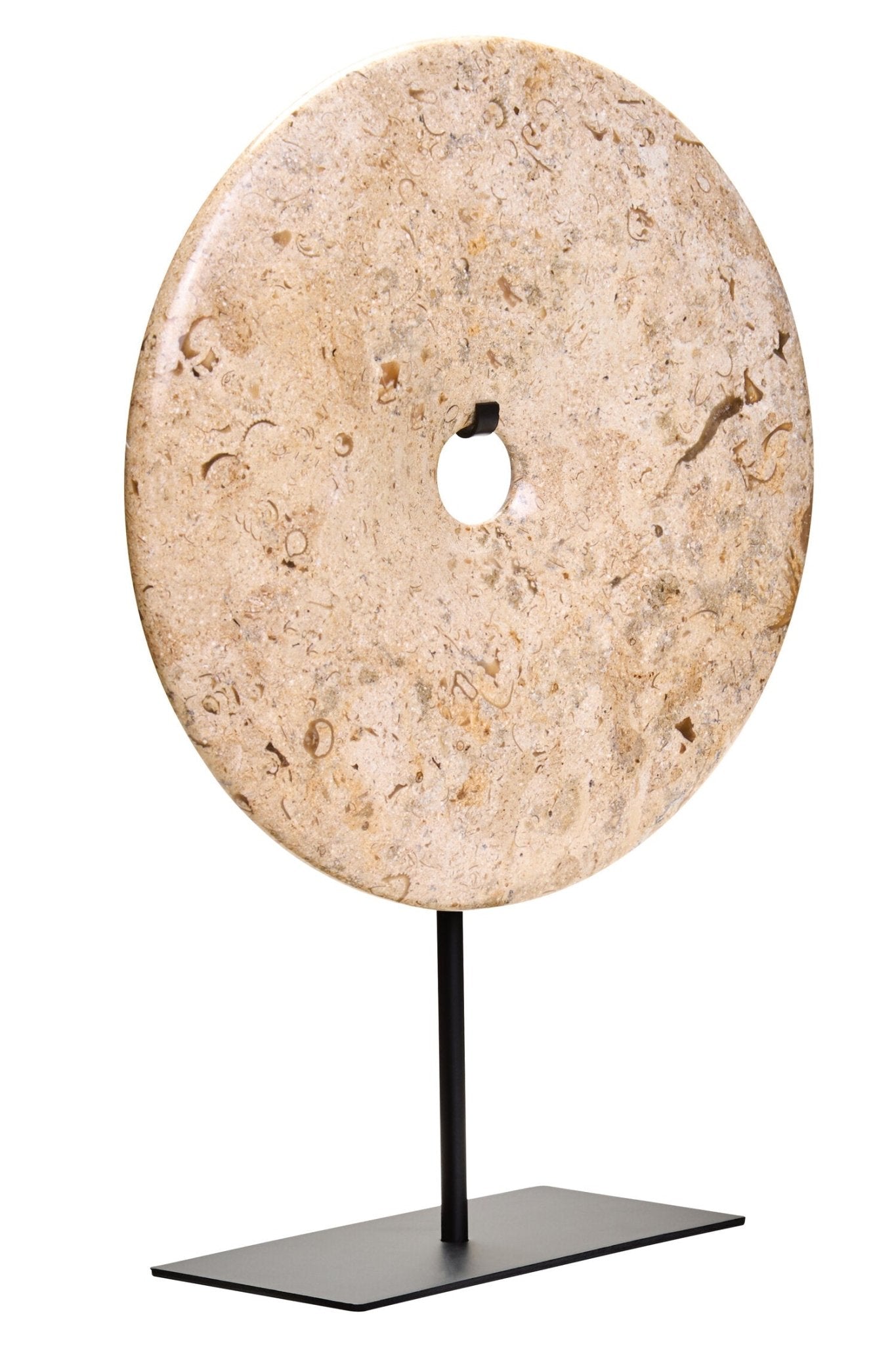 Zoro Small Natural Speckled Marble Round Dia 20cm Disc Sculpture | Luxury Home Accessories | Heulog Glow