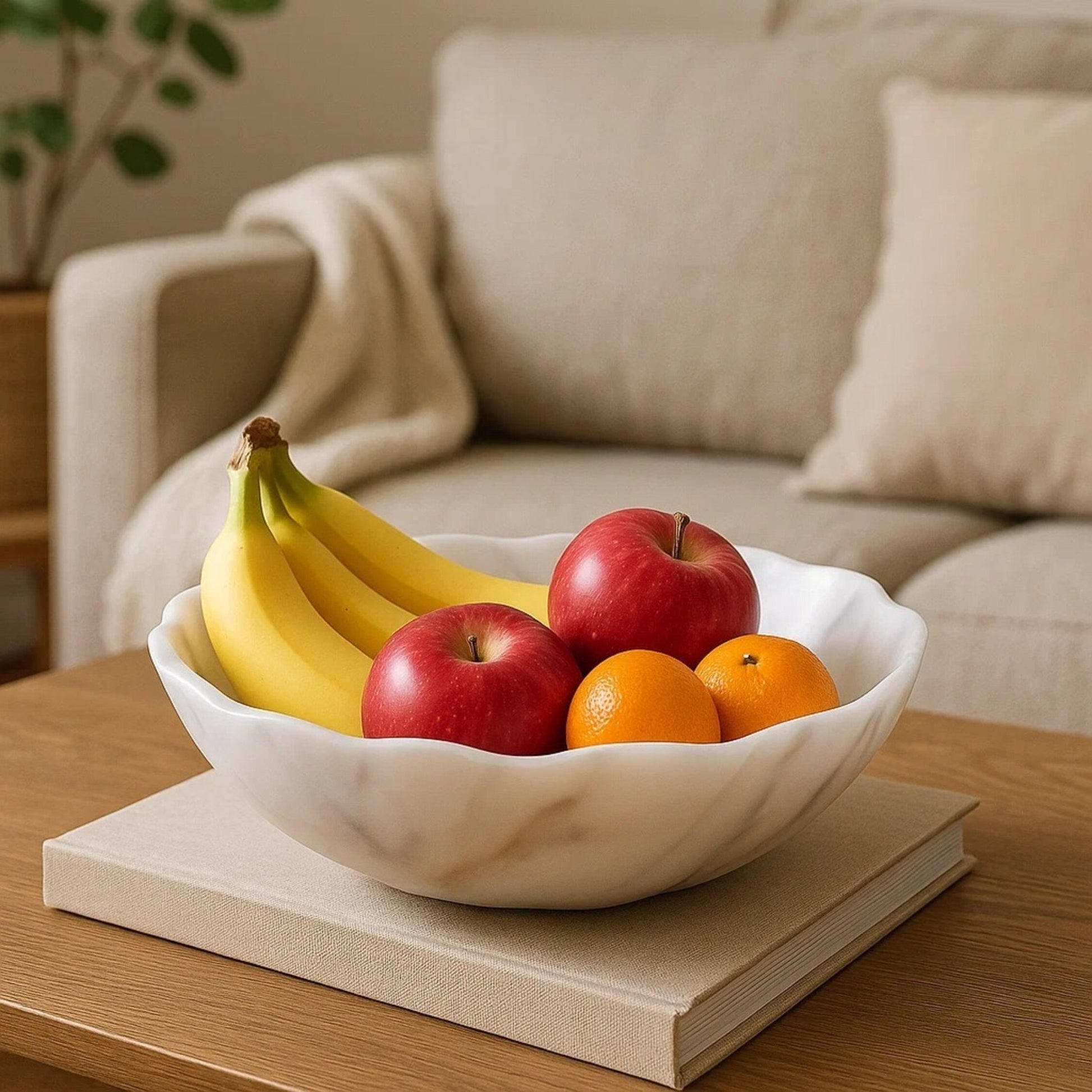 Zoro Small White Marble Scalloped Bowl | Luxury Home Accessories | Heulog Glow